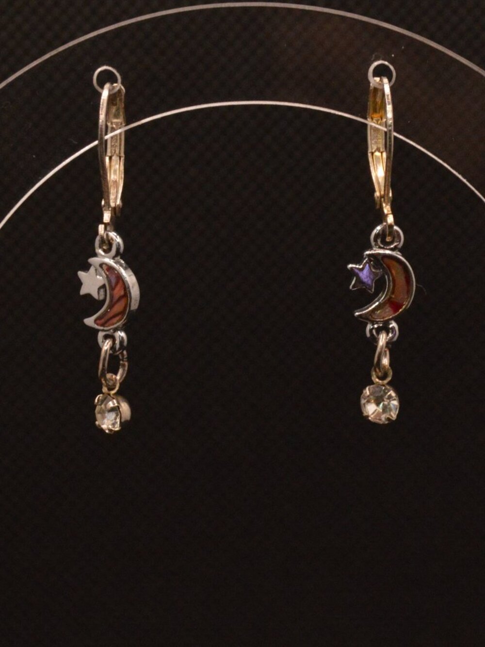 Moon and Star sterling silver earrings